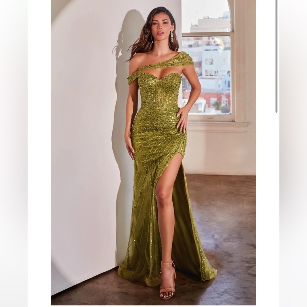Olive Green Sequin Maxi Dress